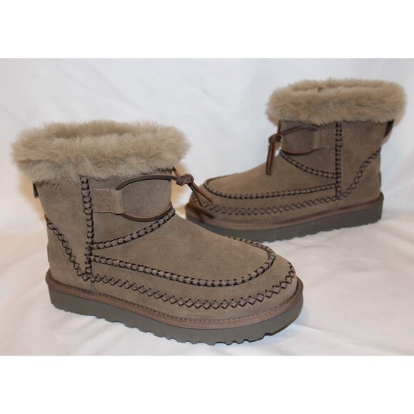 UGG WOMEN'S ALPINE MINI SUEDE SHEARLING LINED BOOTS HICKORY NIB - Picture 3 of 8
